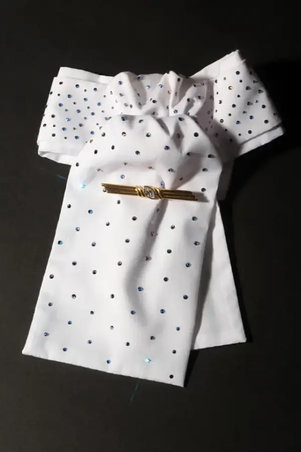 Neck Tie with Scattering of Crystal Embellishment - Various Colours - Image 3