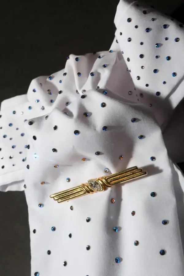 Neck Tie with Scattering of Crystal Embellishment - Various Colours - Image 2