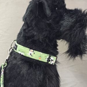Fabric Mini Moo Dog Lead in Green