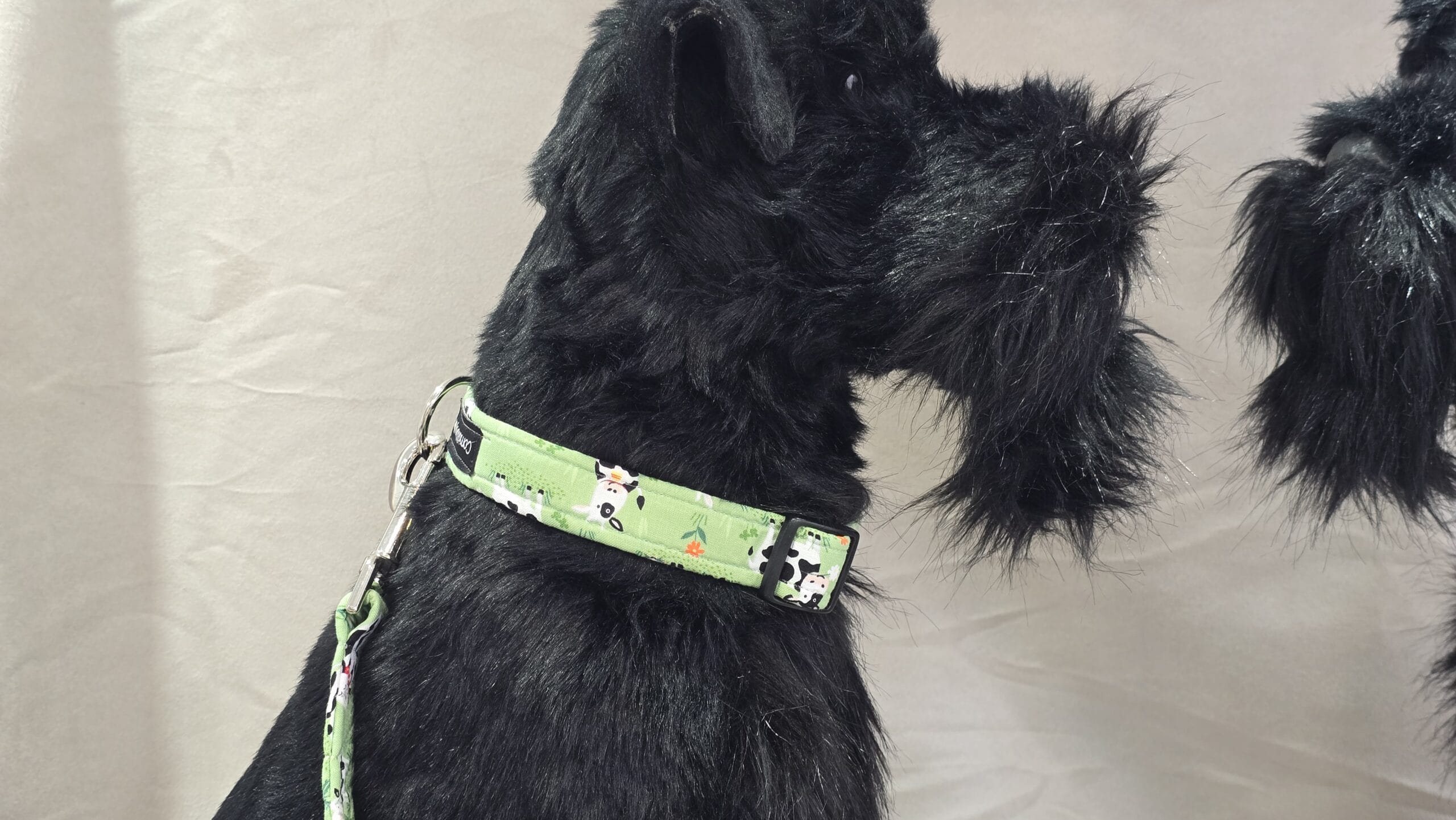Fabric Mini Moo Dog Lead in Green