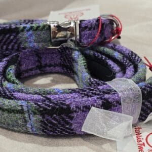 Harris Tweed Lilac Tartan Dog Collar