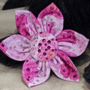 Pink Flower Bow with Crystals